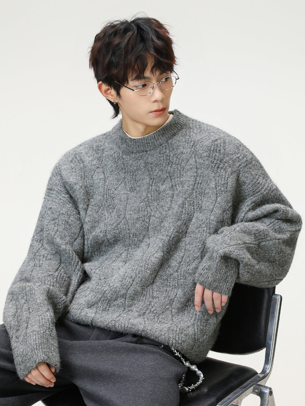 Cable-Knit Crewneck Sweater