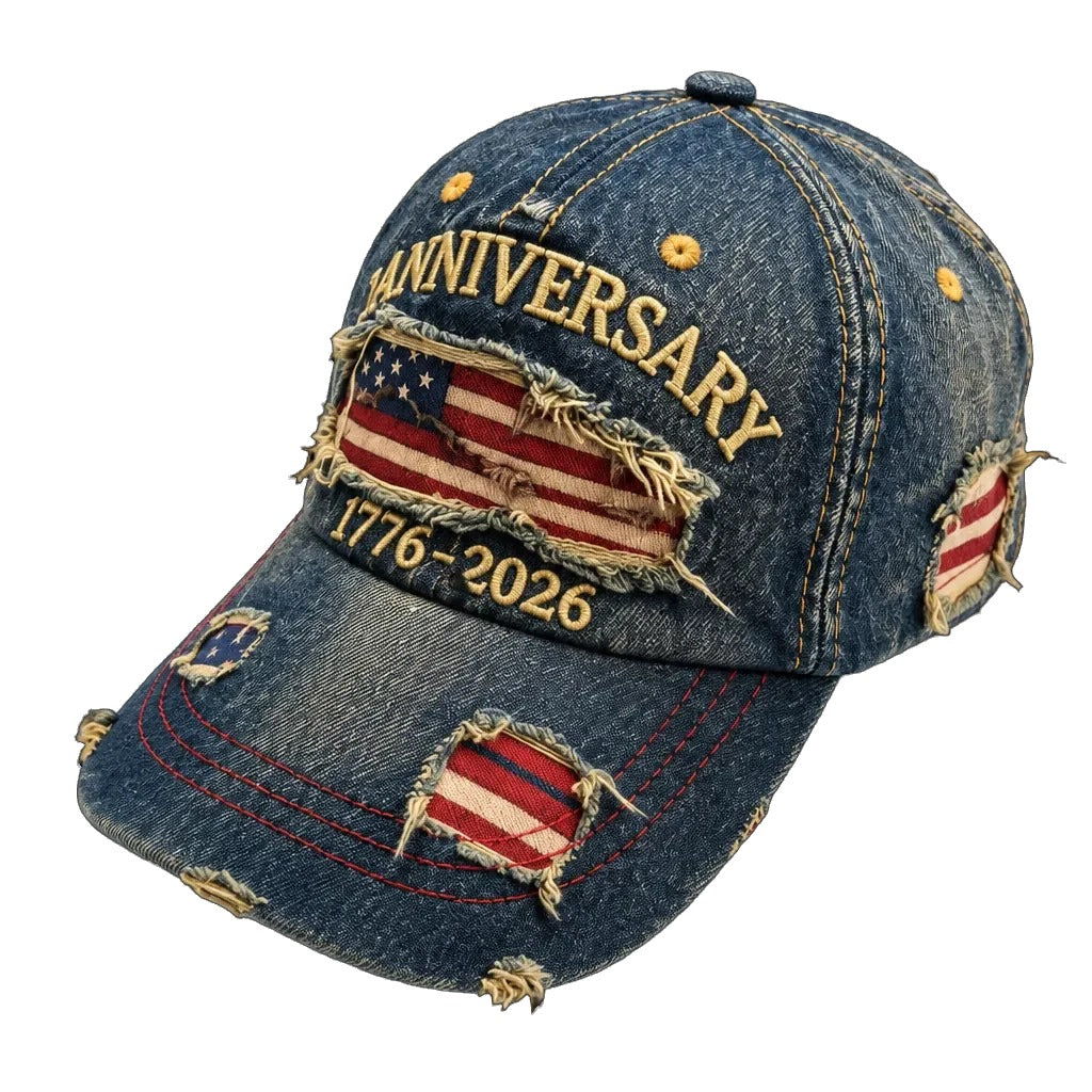 Embroidered Distressed Baseball Cap