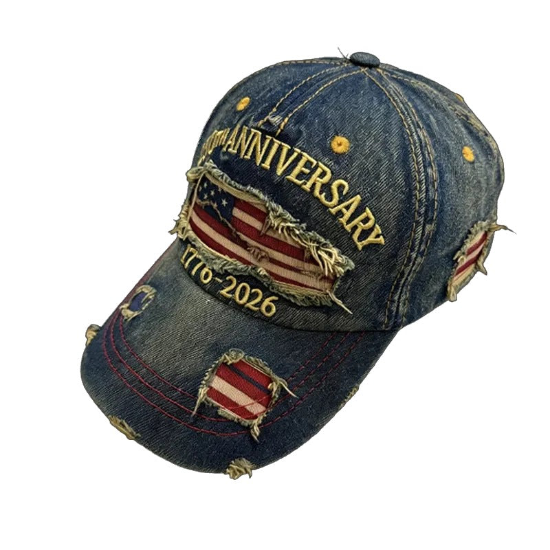 Embroidered Distressed Baseball Cap