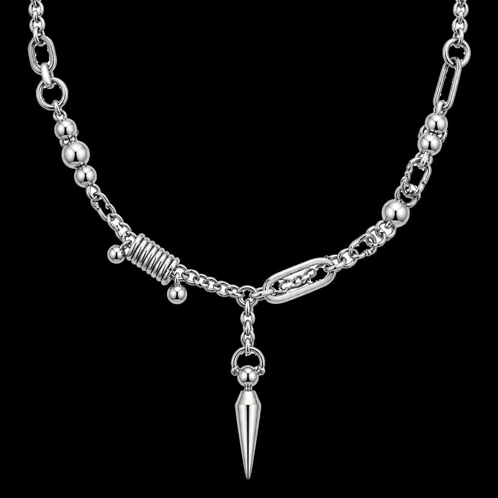 Spike Charm Rivet Chain Necklace