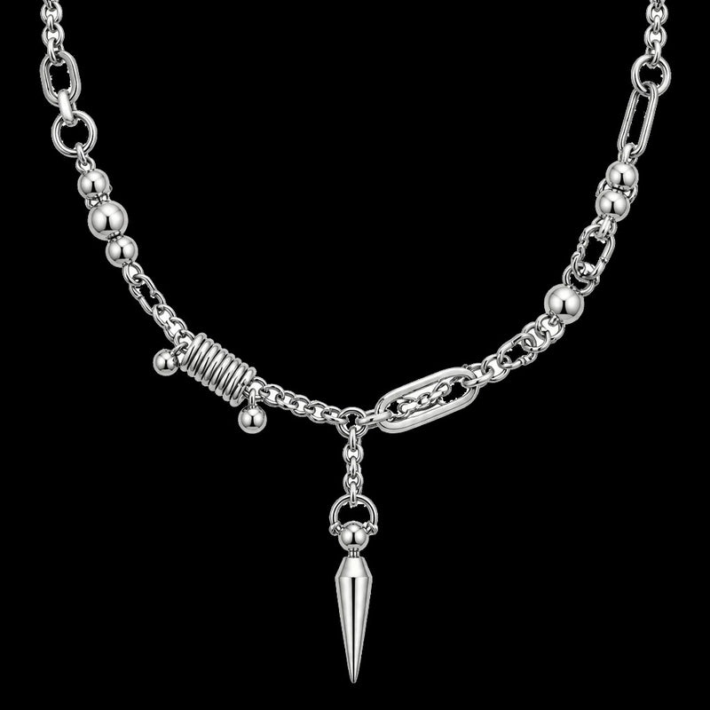 Spike Charm Rivet Chain Necklace